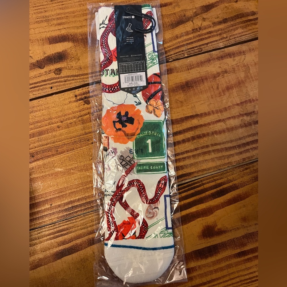 Stance Calication Men's Large Natural Printed Crew Socks Mid-Cushion